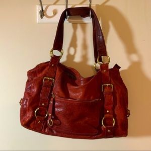 Chocolat Blu soft reddish brown leather big slouchy bag came from Anthropologie